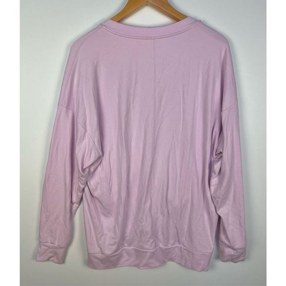 Fabletics V Neck Sweatshirt Pullover Top w Pockets Baby Pink Athleisure size M - Picture 2 of 10